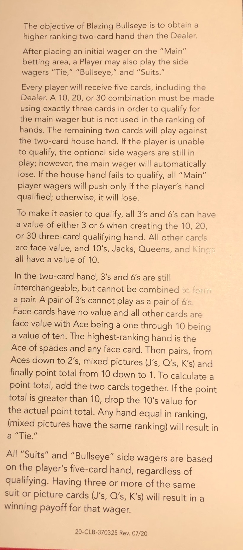 धधकते बुल्सआई रैक कार्ड वापस