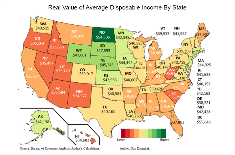 राज्यवार औसत प्रयोज्य आय का वास्तविक मूल्य